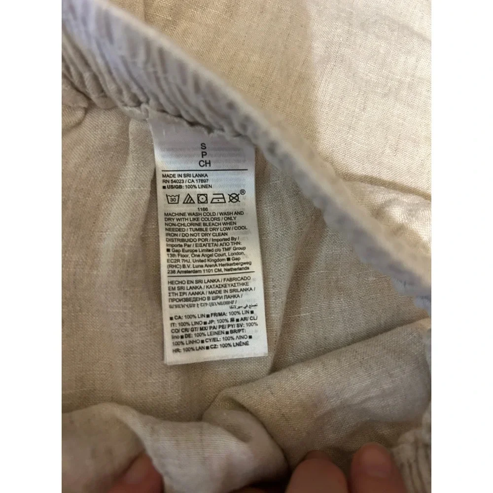 Banana Republic Beige Linen Straight Leg Drawstring Pants. Women's Size Small.